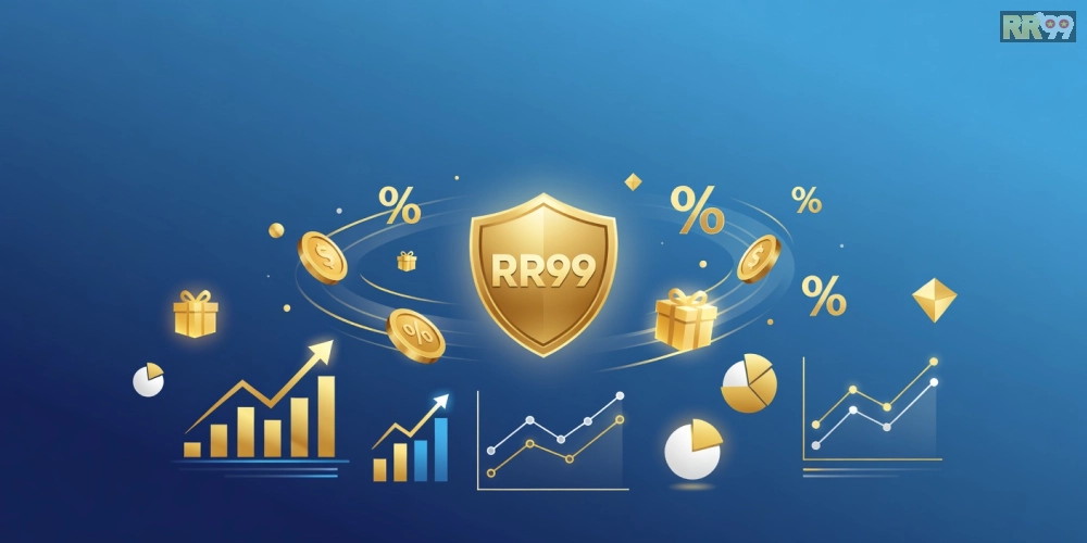 Minh họa khái niệm chương trình khuyến mãi RR99 với các biểu tượng ưu đãi hấp dẫn