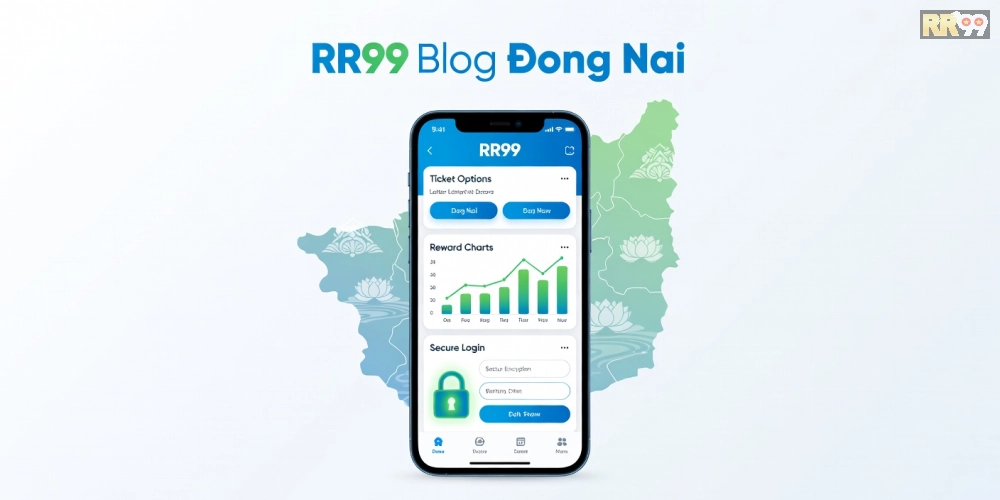 Minh họa giao diện nền tảng xổ số Đồng Nai trên RR99 với các tính năng chính
