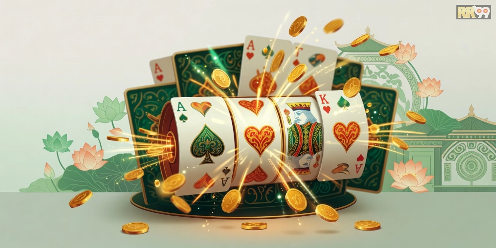 Hình ảnh slot bài kinh điển rr99 với guồng quay sôi động và phần thưởng lớn