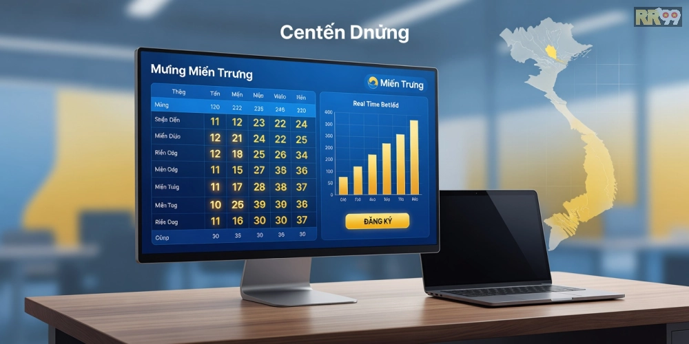 Giao diện chính của nền tảng xổ số miền trung hôm nay rr99 với các kết quả cập nhật realtime