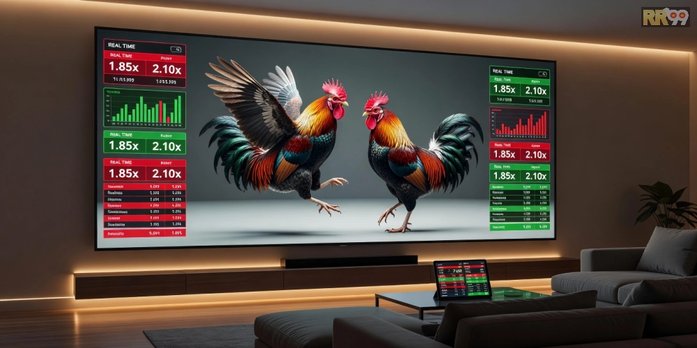 Hình ảnh minh họa trận đấu đá gà chọi rr99 trực tiếp từ SV388 với chất lượng cao